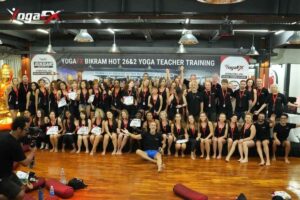 Yoga teacher training graduation certificate representing what a bikram yoga certification credential includes